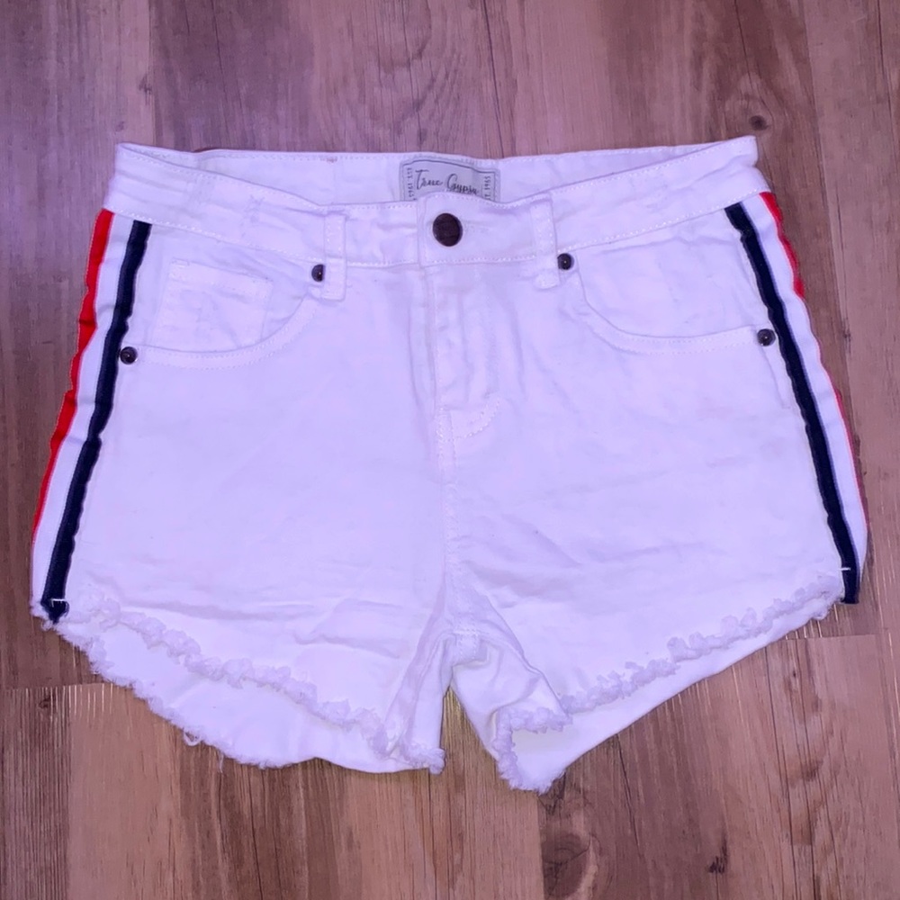 White jean shorts